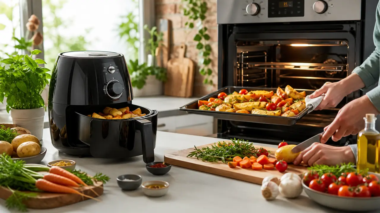 Groupe d'amis cuisinant ensemble dans une cuisine lumineuse avec des légumes frais