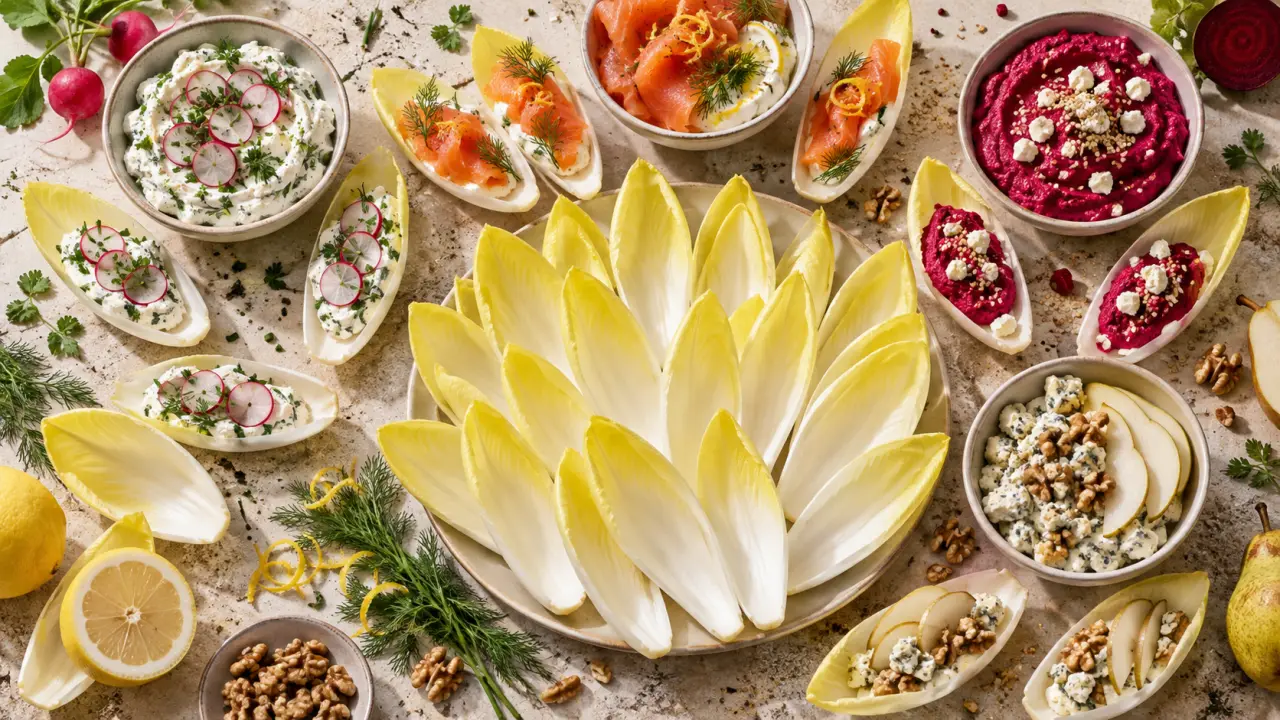 Des feuilles d’endive croquantes à l’apéritif : 4 garnitures prêtes en 10 minutes
