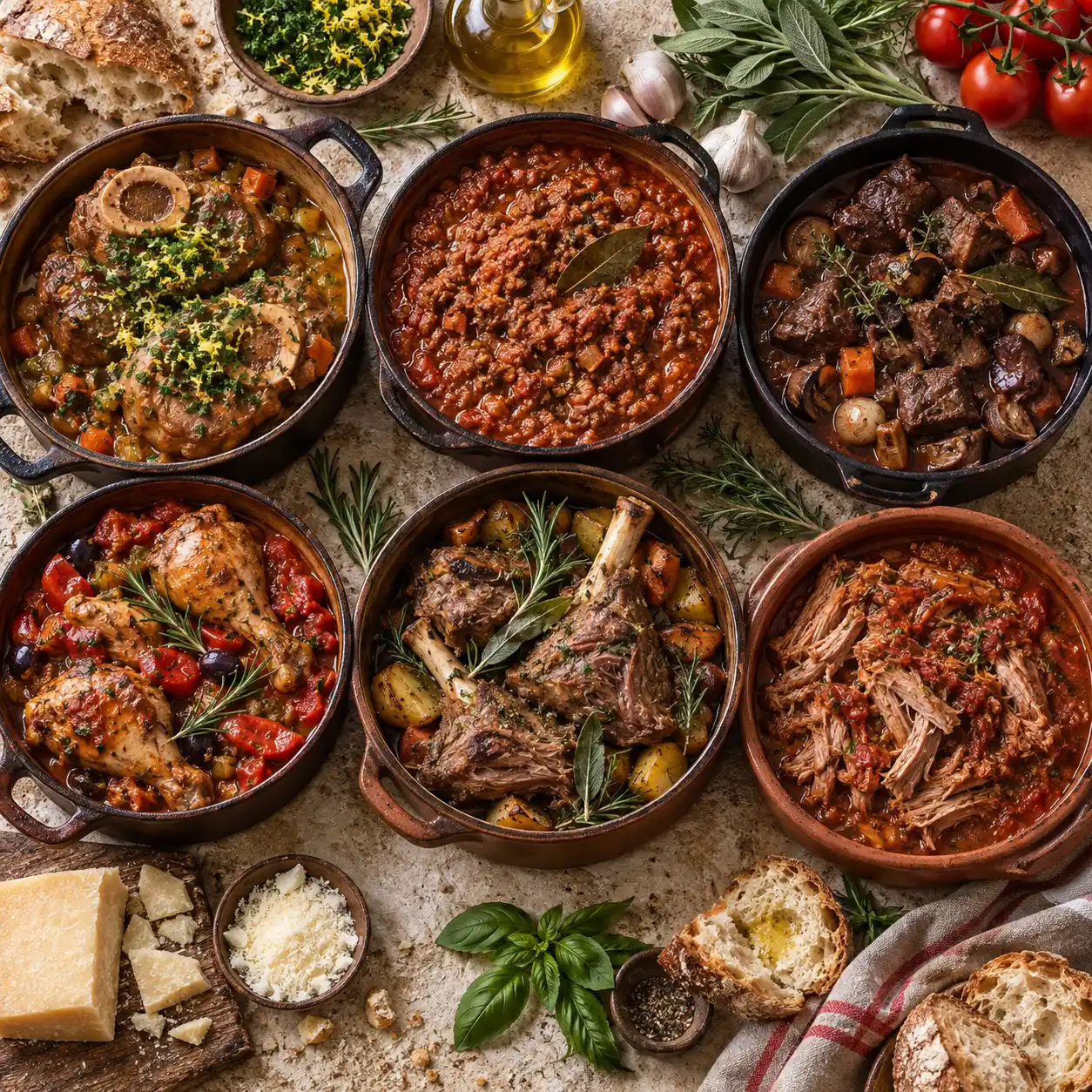 6 plats mijotés italiens : six cuissons lentes pour une viande fondante