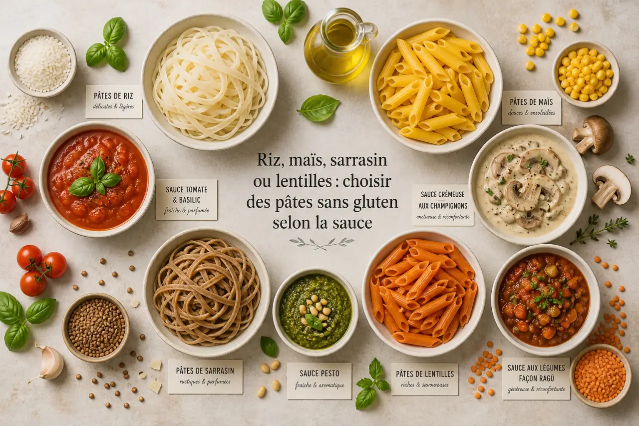 Riz, maïs, sarrasin ou lentilles : choisir des pâtes sans gluten selon la sauce