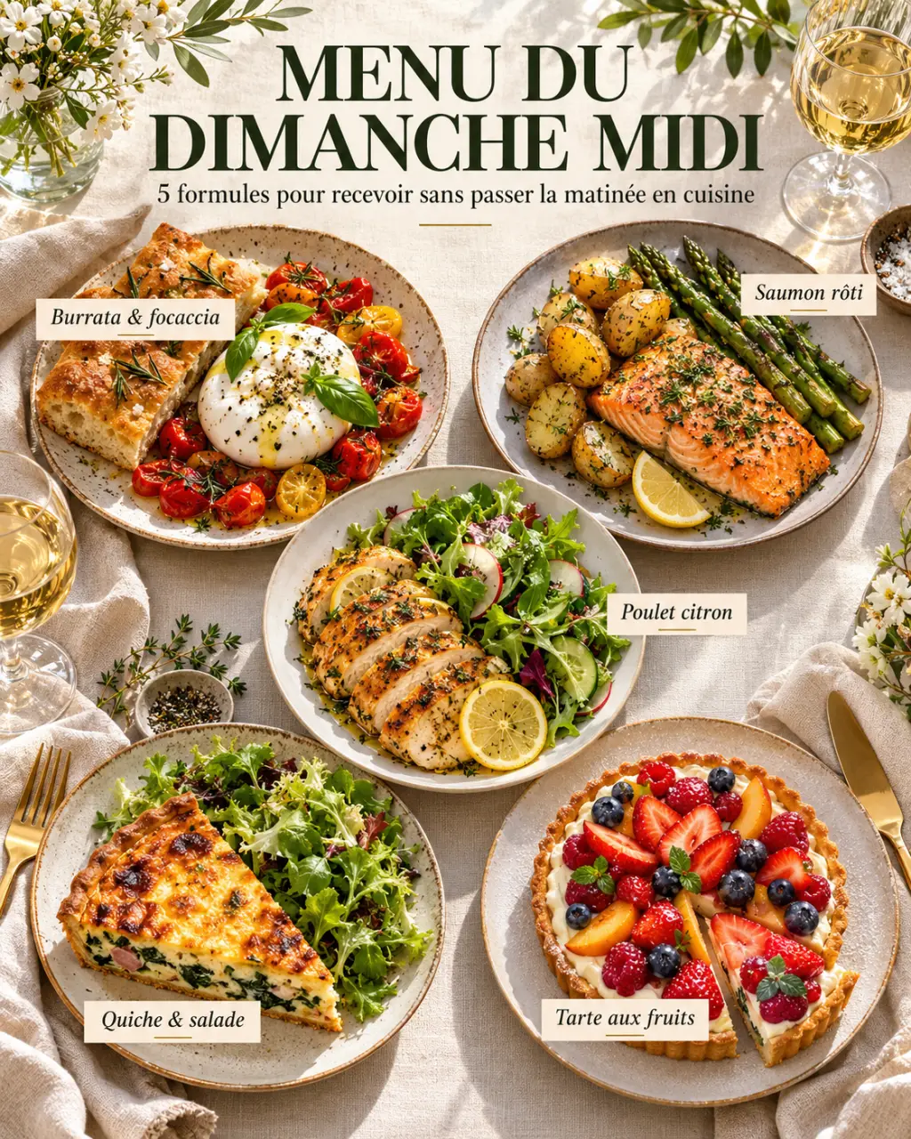 Menu du dimanche midi : 5 formules pour recevoir sans passer la matinée en cuisine