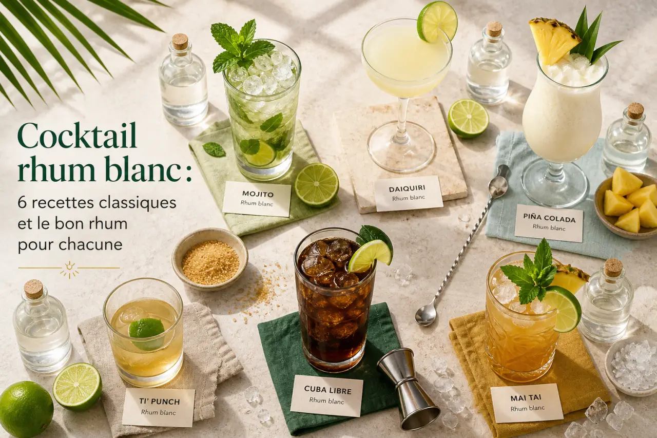 Cocktail rhum blanc : 6 recettes classiques et le bon rhum pour chacune