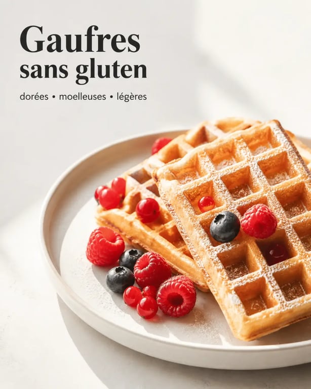 Recettes gaufres sans gluten dorées et moelleuses servies avec fruits rouges