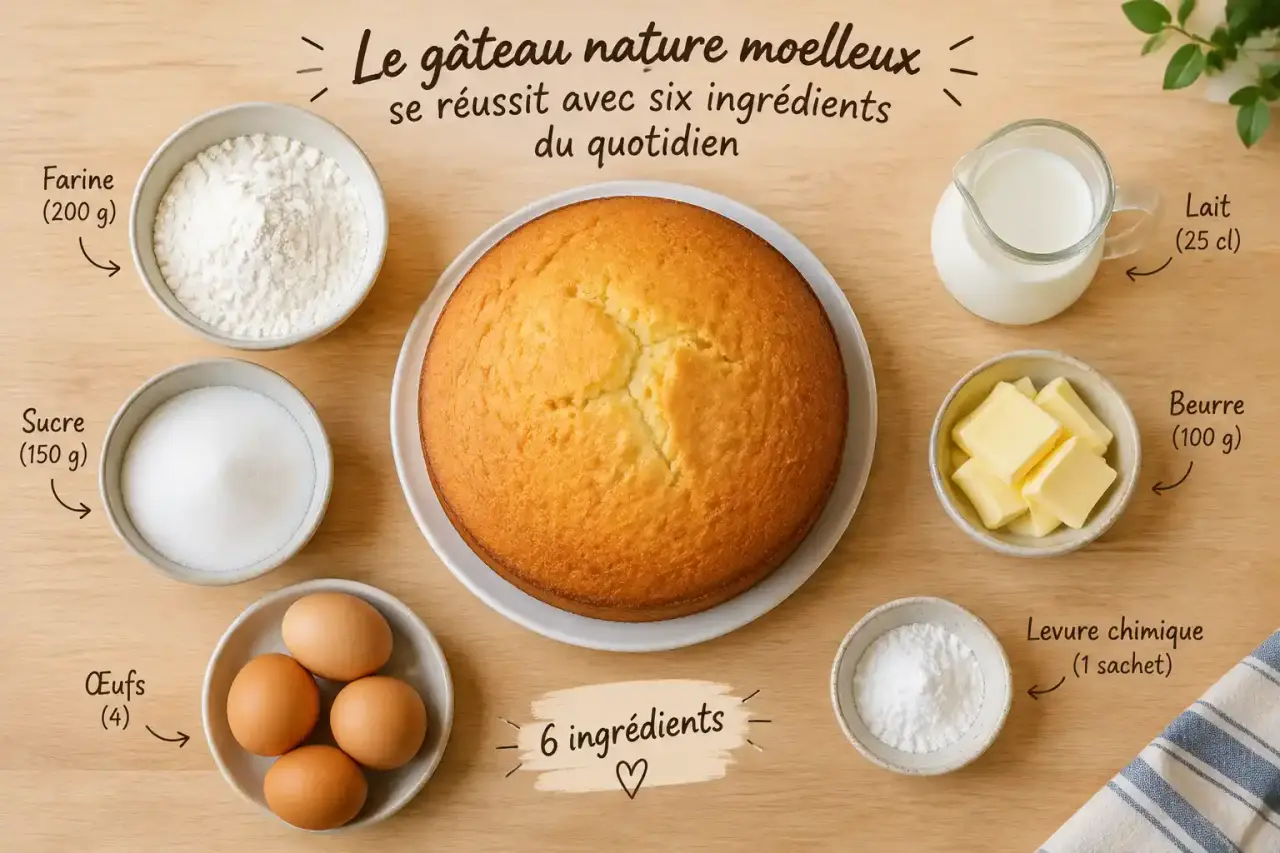 Le gâteau nature moelleux se réussit avec six ingrédients du quotidien