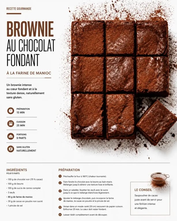 Brownie fondant recette farine de manioc