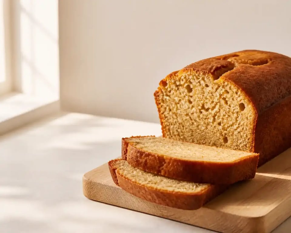 Gâteau végétalien moelleux sans œuf tranché montrant sa texture aérée