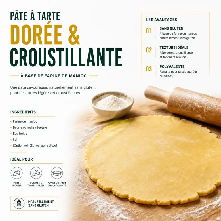 Pâte à tarte inratable recette farine de manioc