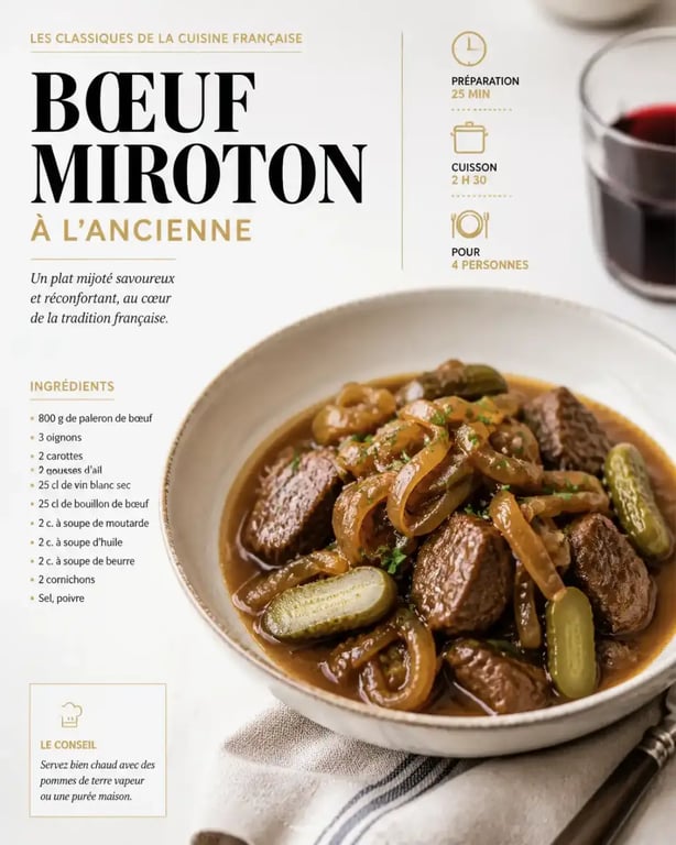 Bœuf miroton à l'ancienne avec restes de pot au feu