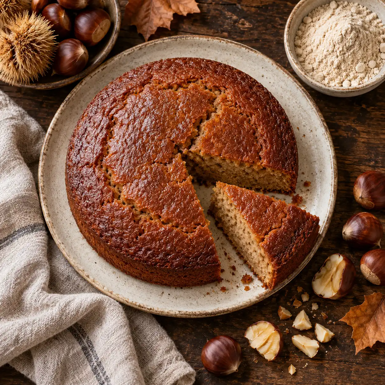 Farine de châtaigne : un gâteau moelleux sans ajouter d’autre farine