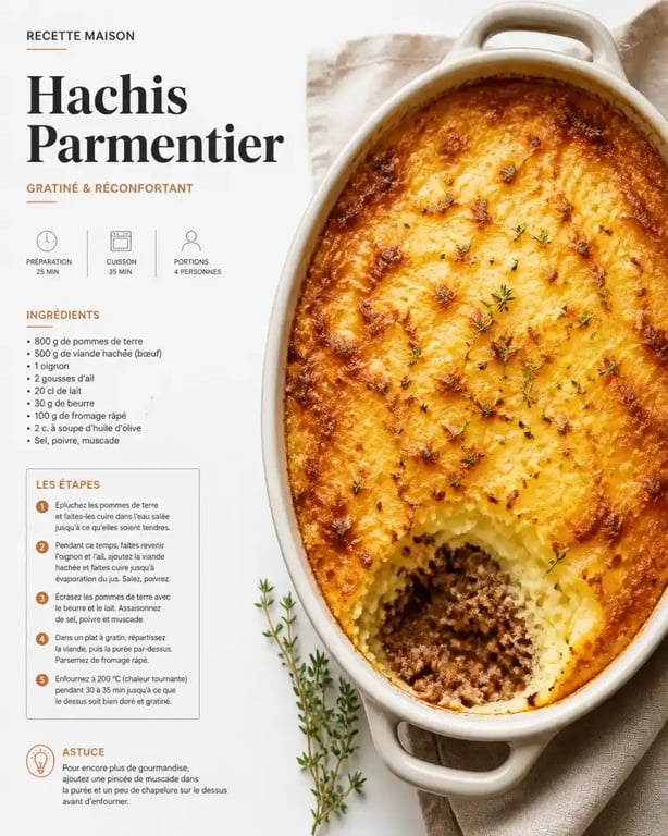 Hachis Parmentier maison réalisé avec des restes de pot au feu