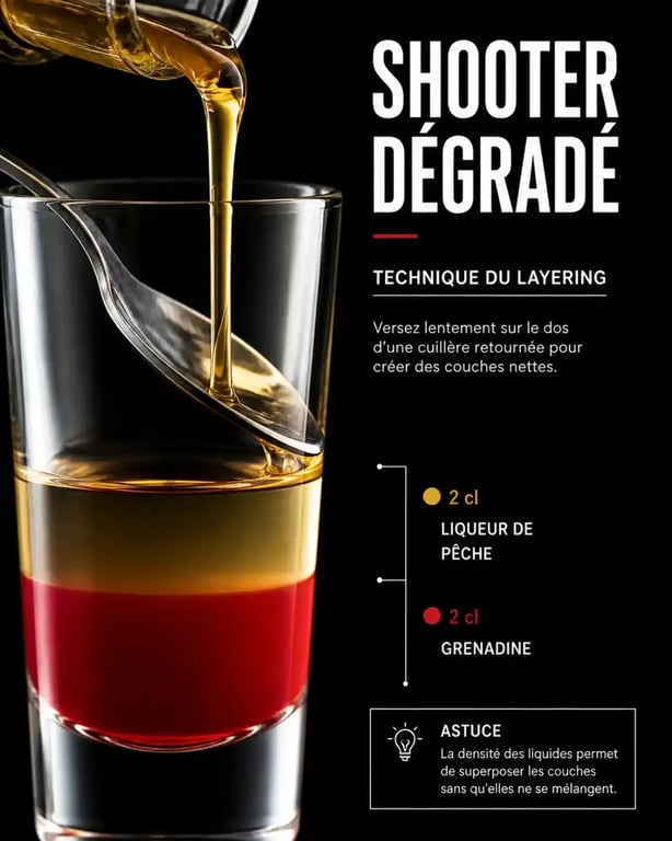 Technique de layering pour réaliser un shooter alcool en couches