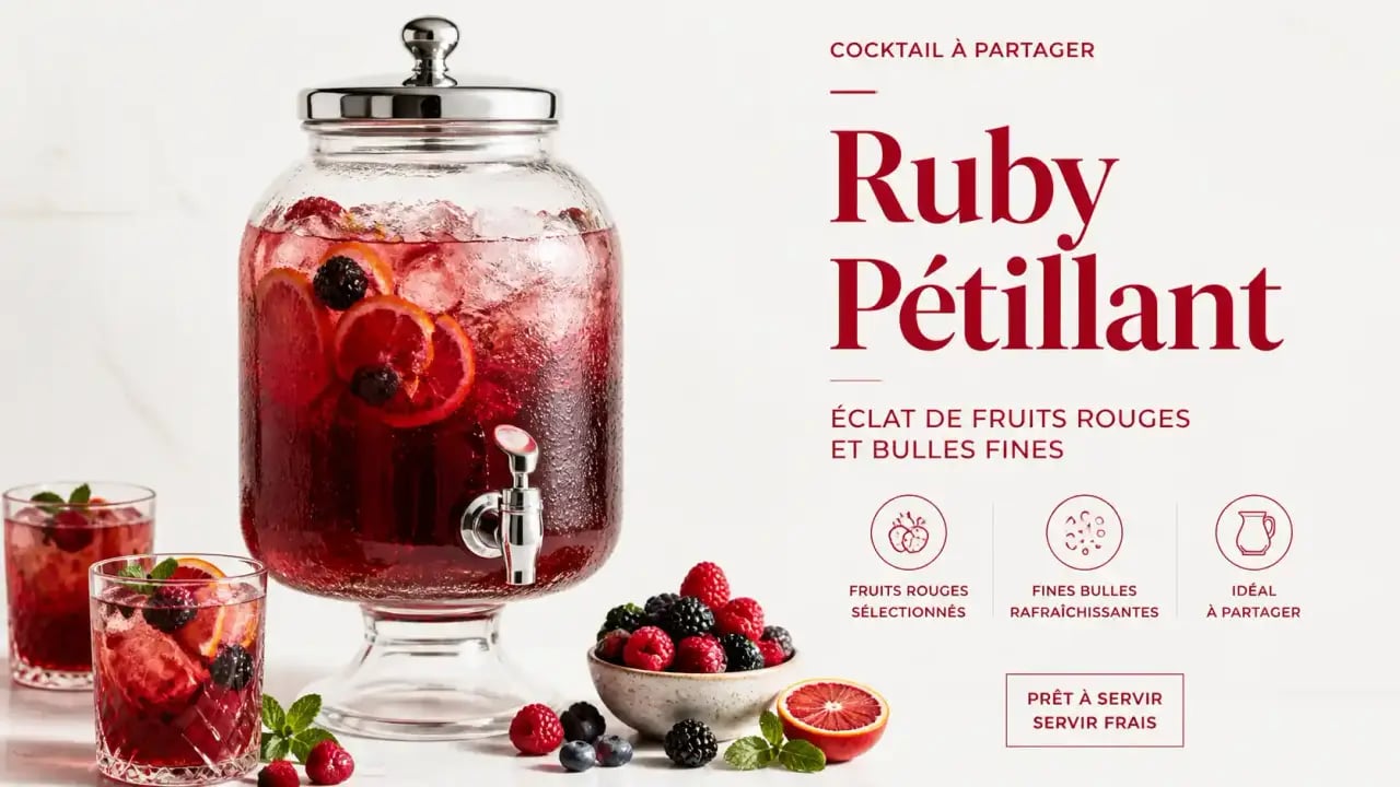 Cocktail pour 20 personnes original : Ruby Pétillant au vin rouge et fruits rouges
