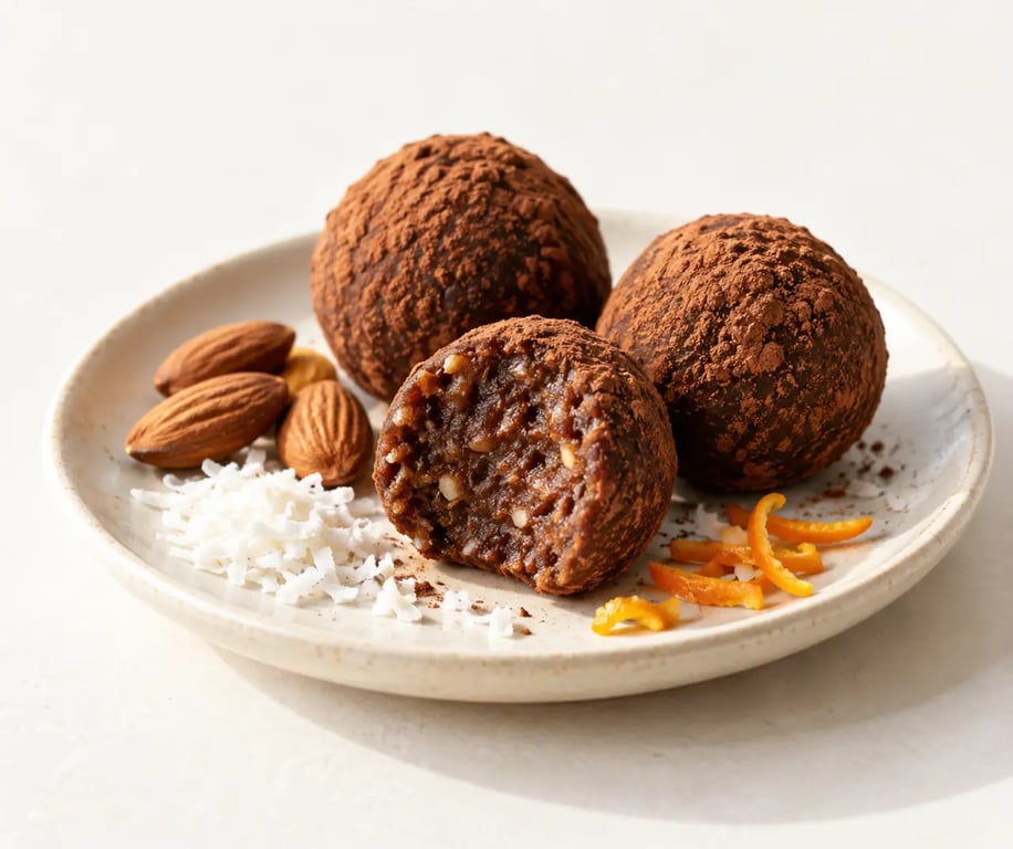 Desserts vegan recettes : truffes crues aux dattes et au cacao